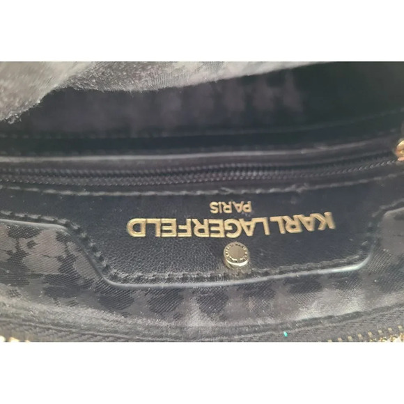 Karl Lagerfeld Black Leather‎ Crossbody Purse With Bow - Picture 11 of 11